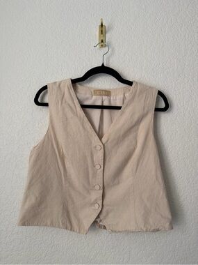 C’Isa Linen Cream Vest Size Large